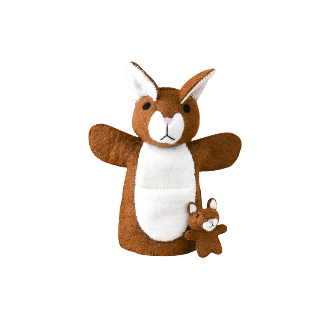 Hand Puppet - Brown Kangaroo with Joey
