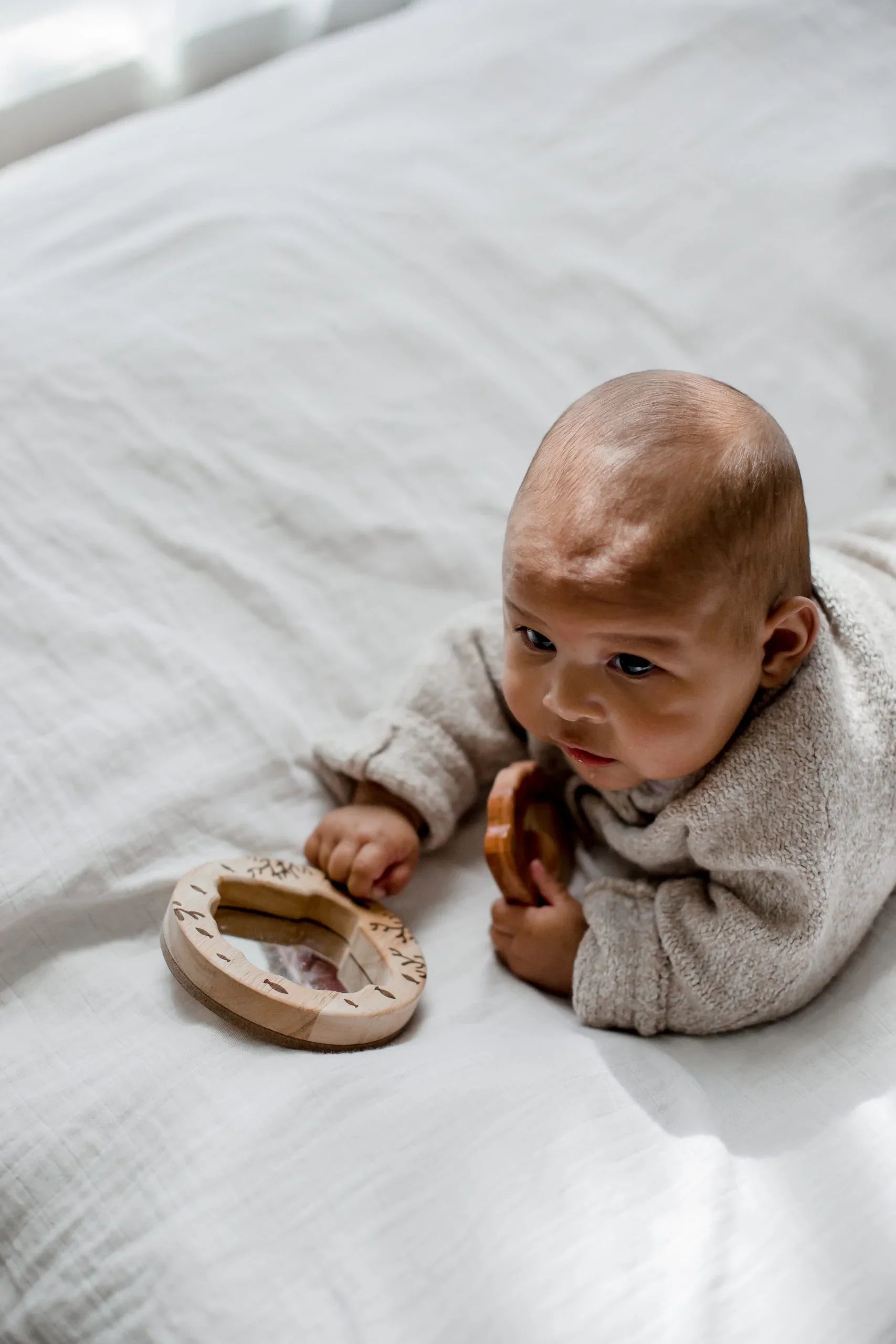Shell Rattle & Baby Mirror Set